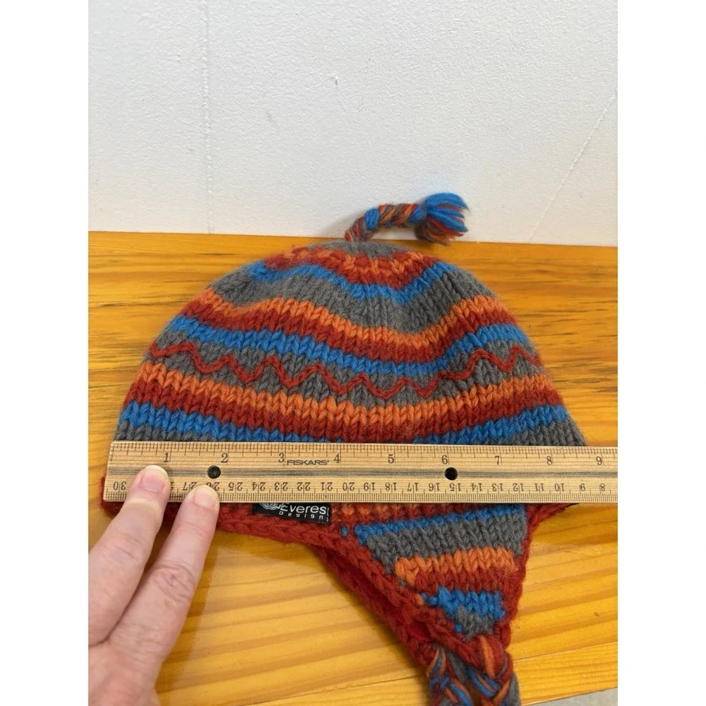 Everest Designs Toddler 2-4 100% Wool Striped Fleece Earflap Hat Made in Nepal